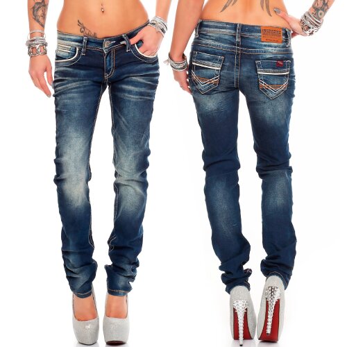 Cipo & Baxx Slim Fit Jeans Damen Stonewashed  WD256 Blue W29/L32