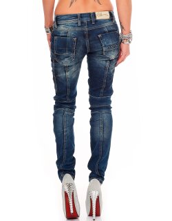 Cipo & Baxx Slim Fit Jeans Damen Stonewashed WD255 Blue W28/L34