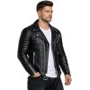 Reichstadt Herren Slim Fit Bikerjacke Silver Zipper  RS001LUX Black S