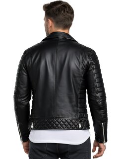 Reichstadt Herren Slim Fit Bikerjacke Silver Zipper  RS001LUX Black M