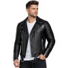 Reichstadt Herren Slim Fit Bikerjacke Silver Zipper  RS001LUX Black M