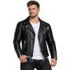 Reichstadt Herren Slim Fit Bikerjacke Silver Zipper  RS001LUX Black L