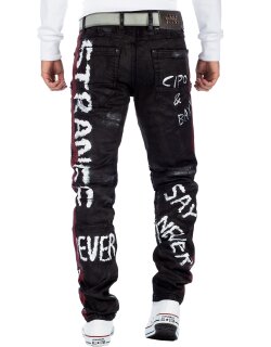 Cipo & Baxx Straight Fit Jeans Herren Mid Waist CD571 Black W33/L32