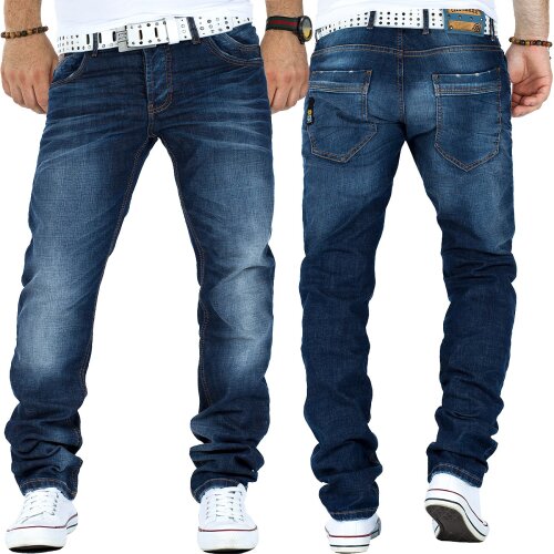 Cipo & Baxx Regular Fit Jeans Herren Stonewashed CD186A Blue W32/L32