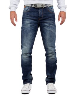 Cipo & Baxx Regular Fit Jeans Herren Stonewashed CD186A Blue W32/L34