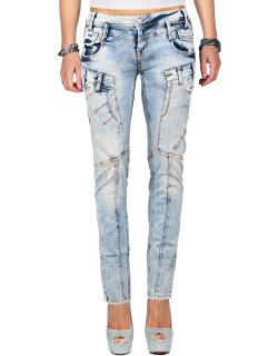 Cipo & Baxx slim fit Jeans Damen Stonewashed WD216 Blue W30/L32
