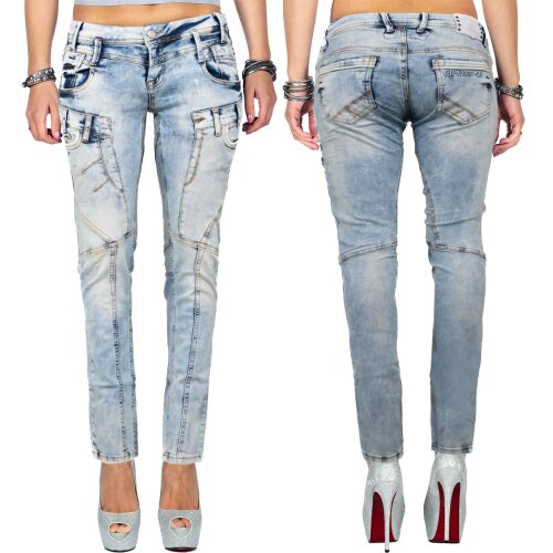 Cipo & Baxx Slim Fit Jeans Damen Stonewashed WD216 Blue W31/L32