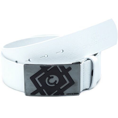 Cipo & Baxx Herren Gürtel C44856 White 95cm x 4,8cm