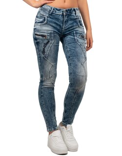 Cipo & Baxx slim fit Jeans Damen Stonewashed WD322 Blue W27/L32