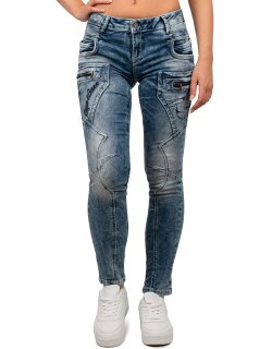 Cipo & Baxx slim fit Jeans Damen Stonewashed WD322 Blue W30/L32