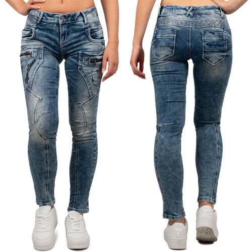 Cipo & Baxx slim fit Jeans Damen Stonewashed WD322 Blue W31/L32