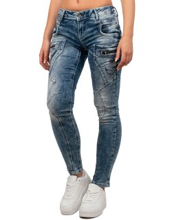 Cipo & Baxx slim fit Jeans Damen Stonewashed WD322 Blue W27/L34