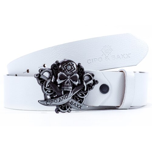 Cipo & Baxx Herren Gürtel CG146 White 95cm x 3,8cm