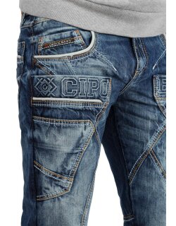 Cipo & Baxx Regular Fit Jeans Herren Stonewashed CD391 Blue W32/L34