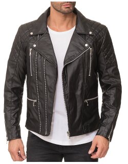 Reichstadt Regular Fit Kunstlederjacke Gunmetal Zipper RS007 PU