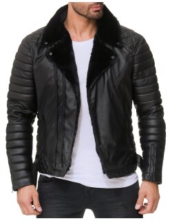 Reichstadt Slim Fit Kunstlederjacke Ohne Waschung  RS008PU