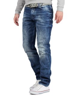 Cipo & Baxx Herren regular fit Hose Stonewashed BA-CD319Y Blue W31/L32
