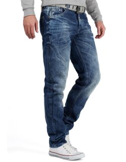 Cipo & Baxx Herren regular fit Hose Stonewashed BA-CD319Y Blue W31/L32