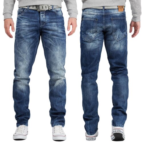 Cipo & Baxx Herren regular fit Hose Stonewashed BA-CD319Y Blue W31/L34