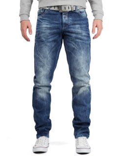 Cipo & Baxx Herren regular fit Hose Stonewashed BA-CD319Y Blue W32/L34