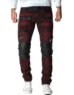 Cipo & Baxx slim fit Jeans Herren Stonewashed CD481 Bordeaux W40/L34