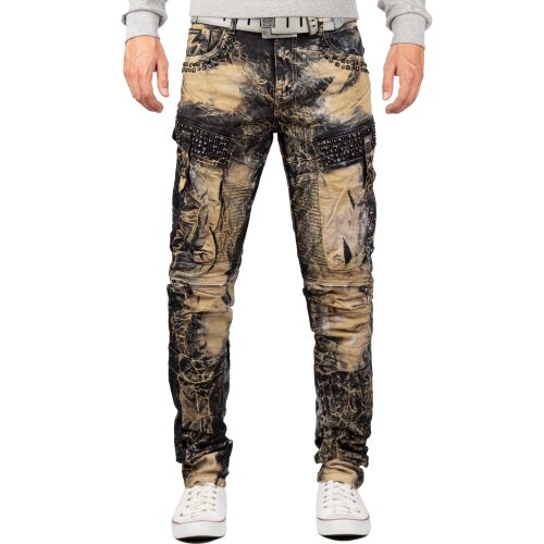 Cipo & Baxx regular fit Jeans Herren Stonewashed CD494 Khaki W36/L32