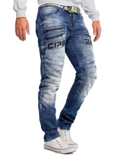 Cipo & Baxx regular fit Jeans Herren Stonewashed CD491 Blue W36/L32