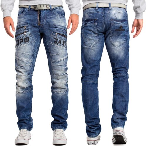 Cipo & Baxx regular fit Jeans Herren Stonewashed CD491 Blue W30/L34