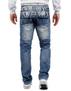 Cipo & Baxx regular fit Jeans Herren Stonewashed CD466 Blue W38/L32