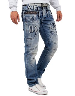 Cipo & Baxx regular fit Jeans Herren Stonewashed CD466 Blue W38/L32
