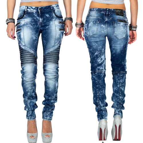Cipo & Baxx Slim Fit Jeans Damen Stonewashed WD361 Blue W28/L32