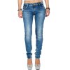 Cipo & Baxx Slim Fit Jeans Damen Stonewashed WD344 Blue W27/L34