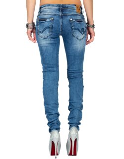 Cipo & Baxx Slim Fit Jeans Damen Stonewashed WD344 Blue W28/L34