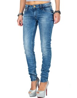 Cipo & Baxx Slim Fit Jeans Damen Stonewashed WD344 Blue W28/L34