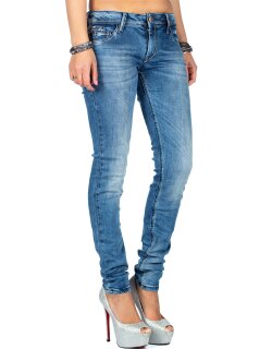 Cipo & Baxx Slim Fit Jeans Damen Stonewashed WD344 Blue W29/L34