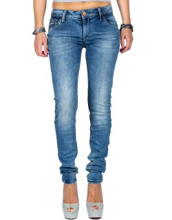 Cipo & Baxx Slim Fit Jeans Damen Stonewashed WD344 Blue W31/L34