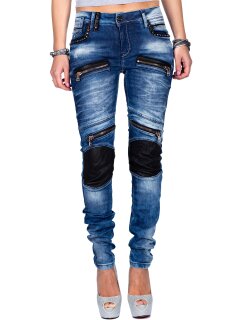 Cipo & Baxx Skinny Fit Jeans Damen Stonewashed WD346 Blue W27/L32