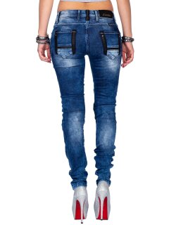 Cipo & Baxx Skinny Fit Jeans Damen Stonewashed WD346 Blue W27/L32