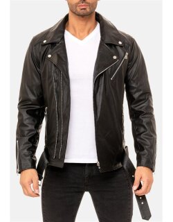Reichstadt slim fit Echtlederjacke Herren Silver Zipper   - 19RS018
