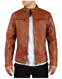 Reichstadt regular fit Echtlederjacke Herren Silver Zipper   - 20RS20LUX