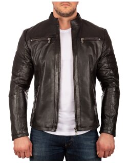 Reichstadt Slim Fit Echtlederjacke Herren Silver Zipper...