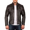 Reichstadt Slim Fit Echtlederjacke Herren Silver Zipper 20RS20LUX Black XL