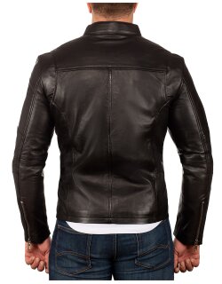 Reichstadt Slim Fit Echtlederjacke Herren Silver Zipper 20RS20LUX Black XXL