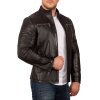 Reichstadt Slim Fit Echtlederjacke Herren Silver Zipper 20RS20LUX Black XXL