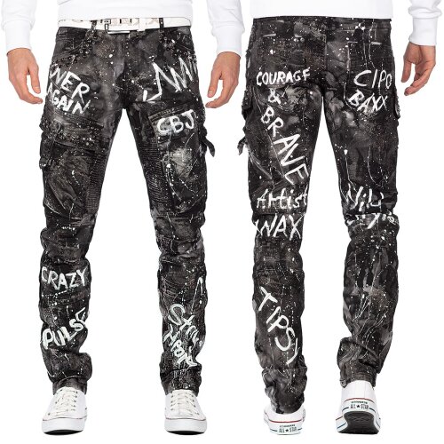 Cipo & Baxx regular fit Jeans Herren Glitzer CD572 Black W29/L32
