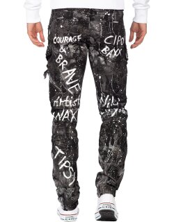 Cipo & Baxx regular fit Jeans Herren Glitzer CD572 Black W30/L32