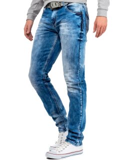 Cipo & Baxx straight fit Jeans Herren Stonewashed CD319 Blue W33/L36