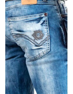Cipo & Baxx straight fit Jeans Herren Stonewashed CD319 Blue W33/L36