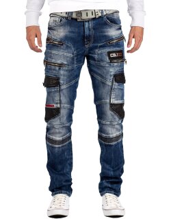 Cipo & Baxx straight fit Jeans Herren Stonewashed CD586 Blue W36/L32