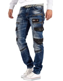 Cipo & Baxx straight fit Jeans Herren Stonewashed CD586 Blue W36/L32